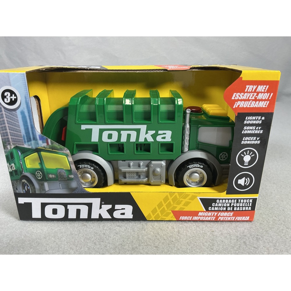 Tonka Mighty Force Garbage Truck Green Toy Vehicle Lights Sounds Unisex OS